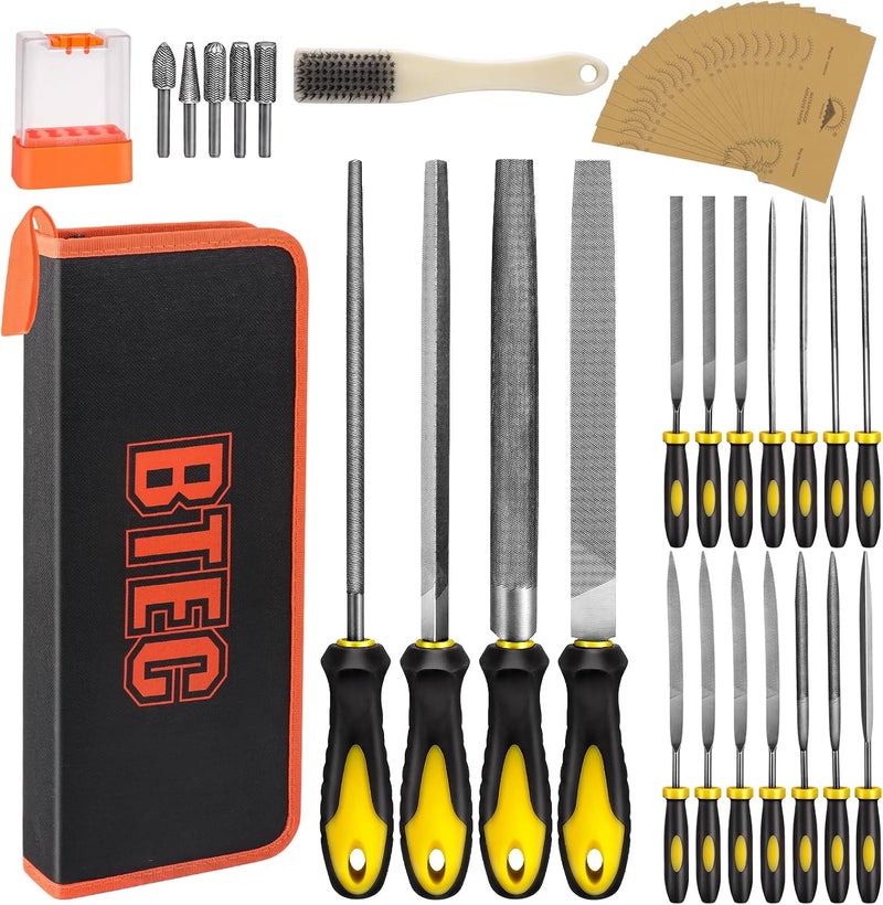 BTECH Metal File Set,46PCS Metal Files for Steel,4PCS Large File Woodworking Wood Files Set 14PCS Needle for Works Tools - Image 1